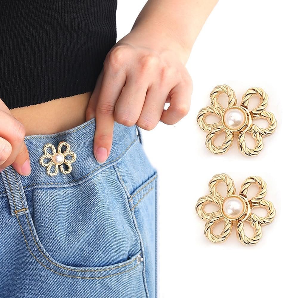 Anubhav Janni Golden Clip Pant Waist Tightener Daisy Detachable Jeans Pins Pants Button Tighten Clips Women Loose Skirt Jeans Skirts Pants Buttons Skirt Jean Tightener Skirts (Set Of 2) Anubhav Janni Golden Clip Pant Waist Tightener Daisy Detachable Jeans Pins Pants Button Tighten Clips Women Loose Skirt Jeans Skirts Pants Buttons Skirt Jean Tightener Skirts (Set Of 2) - Image 1