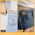 Anubhav Janni Golden Clip Pant Waist Tightener Daisy Detachable Jeans Pins Pants Button Tighten Clips Women Loose Skirt Jeans Skirts Pants Buttons Skirt Jean Tightener Skirts (Set Of 2) - Image 3
