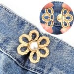 Anubhav Janni Golden Clip Pant Waist Tightener Daisy Detachable Jeans Pins Pants Button Tighten Clips Women Loose Skirt Jeans Skirts Pants Buttons Skirt Jean Tightener Skirts (Set Of 2) - Image 4