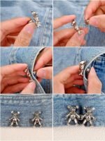 Anubhav Janni Teddy Clip Pant Waist Tightener Daisy Detachable Jeans Pins Pants Button Tighten Clips Women Loose Skirt Jeans Skirts Pants Buttons Skirt Jean Tightener Skirts (Set Of 2) - Image 5
