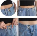 Anubhav Janni Silver Clip  Pant Waist Tightener Daisy Detachable Jeans Pins Pants Button Tighten Clips Women Loose Skirt Jeans Skirts Pants Buttons Skirt Jean Tightener Skirts (Set Of 2) - Image 6