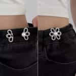 Anubhav Janni Silver Clip  Pant Waist Tightener Daisy Detachable Jeans Pins Pants Button Tighten Clips Women Loose Skirt Jeans Skirts Pants Buttons Skirt Jean Tightener Skirts (Set Of 2) - Image 7
