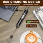 Anubhav Janni Usb Milk Frother Coffee Royal Milk Electric For With Whisk And Mixer Stand up Design Cream Rechargeable Stainless Steel frother Cappuccino Hot Chocolate (Pack Of 1 Pcs) - Image 5