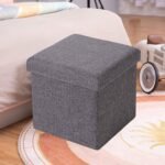 Anubhav Janni Seating Stool Foldable Cube Ottoman Fabric Folding Organizer Clothes Books Toys Padded Cushion Wood Bench Footrest Coffee Table Cube Living Room Bedroom  Office (Pack Of 1 Pcs) - Image 2