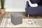 Anubhav Janni Seating Stool Foldable Cube Ottoman Fabric Folding Organizer Clothes Books Toys Padded Cushion Wood Bench Footrest Coffee Table Cube Living Room Bedroom  Office (Pack Of 1 Pcs) - Image 5