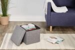 Anubhav Janni Seating Stool Foldable Cube Ottoman Fabric Folding Organizer Clothes Books Toys Padded Cushion Wood Bench Footrest Coffee Table Cube Living Room Bedroom  Office (Pack Of 1 Pcs) - Image 7