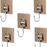 Anubhav Janni Golden Kadi Hook Self Adhesive Wall Hooks  Versatil Nail Design For Photo Frames Hooks Clocks Bathroom Kitchen Hooks Stainless Steel Home Bathroom Kitchen Office  (Pack Of 2 Pcs)