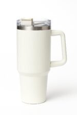 Anubhav Janni Thumbler 1200 Ml White Stainless Steel Vacuum Insulated Tumbler Straw Double Wall Travel Water Cup Hot Cold Straw Cap Cleaning Brush Hot Beverage Flask Cream (Pack Of 1 Pcs)