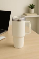 Anubhav Janni Thumbler 1200 Ml White Stainless Steel Vacuum Insulated Tumbler Straw Double Wall Travel Water Cup Hot Cold Straw Cap Cleaning Brush Hot Beverage Flask Cream (Pack Of 1 Pcs) - Image 5