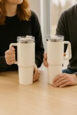 Anubhav Janni Thumbler 1200 Ml White Stainless Steel Vacuum Insulated Tumbler Straw Double Wall Travel Water Cup Hot Cold Straw Cap Cleaning Brush Hot Beverage Flask Cream (Pack Of 1 Pcs) - Image 6