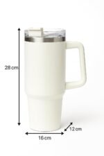 Anubhav Janni Thumbler 1200 Ml White Stainless Steel Vacuum Insulated Tumbler Straw Double Wall Travel Water Cup Hot Cold Straw Cap Cleaning Brush Hot Beverage Flask Cream (Pack Of 1 Pcs) - Image 7