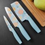 Anubhav Janni Knife Set Blue Kitchen High Carbon Stainless Steel Chef Utility Santoku Knives Ergonomic Handles Professional Color Printing Non Slip Handle Colour Printed Coated Chef (Set Of 3) - Image 3