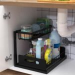 Anubhav Janni 2 Tyre Sink Organizer Pull Out Cabinet Slide Shelf Under Storage Use Sliding Drawer Kitchen Metal Rack Shelves Basket Pullout Cabinets Under Organizer Bathroom (Pack Of 1 Pcs) - Image 2