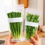 Anubhav Janni Food Storage Bag Reusable Long Ziplock Bags Transparent Airtight Zipper Pouches Vegetable Fruits Snacks Kitchen Leakproof Freezer Safe Organizer Travel Vegetable (Set Of 15) - Image 7