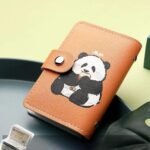 Anubhav Janni Panda Card Bag Holder Wallet Leather Credit Organizer Snap Button Unisex Compact Travel Men Women Cute Print Storage Portable Mini ID Travel Office School (Pack Of 1 Pcs) - Image 2
