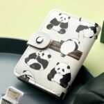 Anubhav Janni Panda Card Bag Holder Wallet Leather Credit Organizer Snap Button Unisex Compact Travel Men Women Cute Print Storage Portable Mini ID Travel Office School (Pack Of 1 Pcs) - Image 4