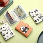 Anubhav Janni Panda Card Bag Holder Wallet Leather Credit Organizer Snap Button Unisex Compact Travel Men Women Cute Print Storage Portable Mini ID Travel Office School (Pack Of 1 Pcs) - Image 6