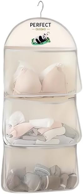 Anubhav Janni 3 Layer Organizer Vertical Hanging Socks Efficient Closet Management Storage Multi Purpose Mesh Bag Hanging Metal Hanger Pockets Bra Underwear Socks Pockets (Set Of 1) Anubhav Janni 3 Layer Organizer Vertical Hanging Socks Efficient Closet Management Storage Multi Purpose Mesh Bag Hanging Metal Hanger Pockets Bra Underwear Socks Pockets (Set Of 1) - Image 1