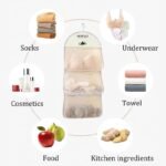 Anubhav Janni 3 Layer Organizer Vertical Hanging Socks Efficient Closet Management Storage Multi Purpose Mesh Bag Hanging Metal Hanger Pockets Bra Underwear Socks Pockets (Set Of 1) - Image 6