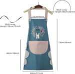 Anubhav Janni Apron Desing Blue Kitchen With Floral Cat Design Teal Beige Pocket Adjustable Straps Hand Wiping Towels Women Kitchen Towel Washable PVC And Chef (Pack Of 1 Pcs) - Image 3