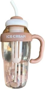 Anubhav Janni 1300ml Ice Cream Bottle Theme Water With Straw Handle Transparent Leak Proof Tumbler Gym Insulated Bottle Leak Proof Gym Fitness Shaker Outdoor Gym Camping Tea (Pack Of 1 Pcs)