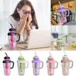 Anubhav Janni 1300ml Ice Cream Bottle Theme Water With Straw Handle Transparent Leak Proof Tumbler Gym Insulated Bottle Leak Proof Gym Fitness Shaker Outdoor Gym Camping Tea (Pack Of 1 Pcs) - Image 6