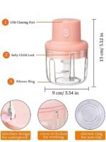 Anubhav Janni Usb Garlic Chopper Electric Mini Chopper USB Rechargeable Portable Food Processor For Spice Meat Vegetable Nuts Pink With Charging Onion Chili Vegetables (Pack Of 1 Pcs) - Image 3
