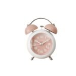 Anubhav Janni Alarm Clock Pink Matt Classic Retro Twin Bell Alarm Clock Silent Non Ticking Analog Table Luminous Dial For Kids Students Bedroom Study Loud Pink Perfect Office (Pack Of 1 Pcs)