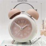 Anubhav Janni Alarm Clock Pink Matt Classic Retro Twin Bell Alarm Clock Silent Non Ticking Analog Table Luminous Dial For Kids Students Bedroom Study Loud Pink Perfect Office (Pack Of 1 Pcs) - Image 4