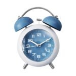 Anubhav Janni Alarm Clock Blue Matt Classic Retro Twin Bell Alarm Clock Silent Non Ticking Analog Table Luminous Dial For Kids Students Bedroom Study Loud Blue Perfect Office (Pack Of 1 Pcs)