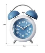 Anubhav Janni Alarm Clock Blue Matt Classic Retro Twin Bell Alarm Clock Silent Non Ticking Analog Table Luminous Dial For Kids Students Bedroom Study Loud Blue Perfect Office (Pack Of 1 Pcs) - Image 3