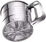 Anubhav Janni Flour Sifter Hand Press Stainless Steel Atta Corrosion Resistant Capacity Sieve Perfect Sugar Flour Coffee Powder Sugar Baking Kitchen Handle Fine Mesh (Pack Of 1 Pcs)