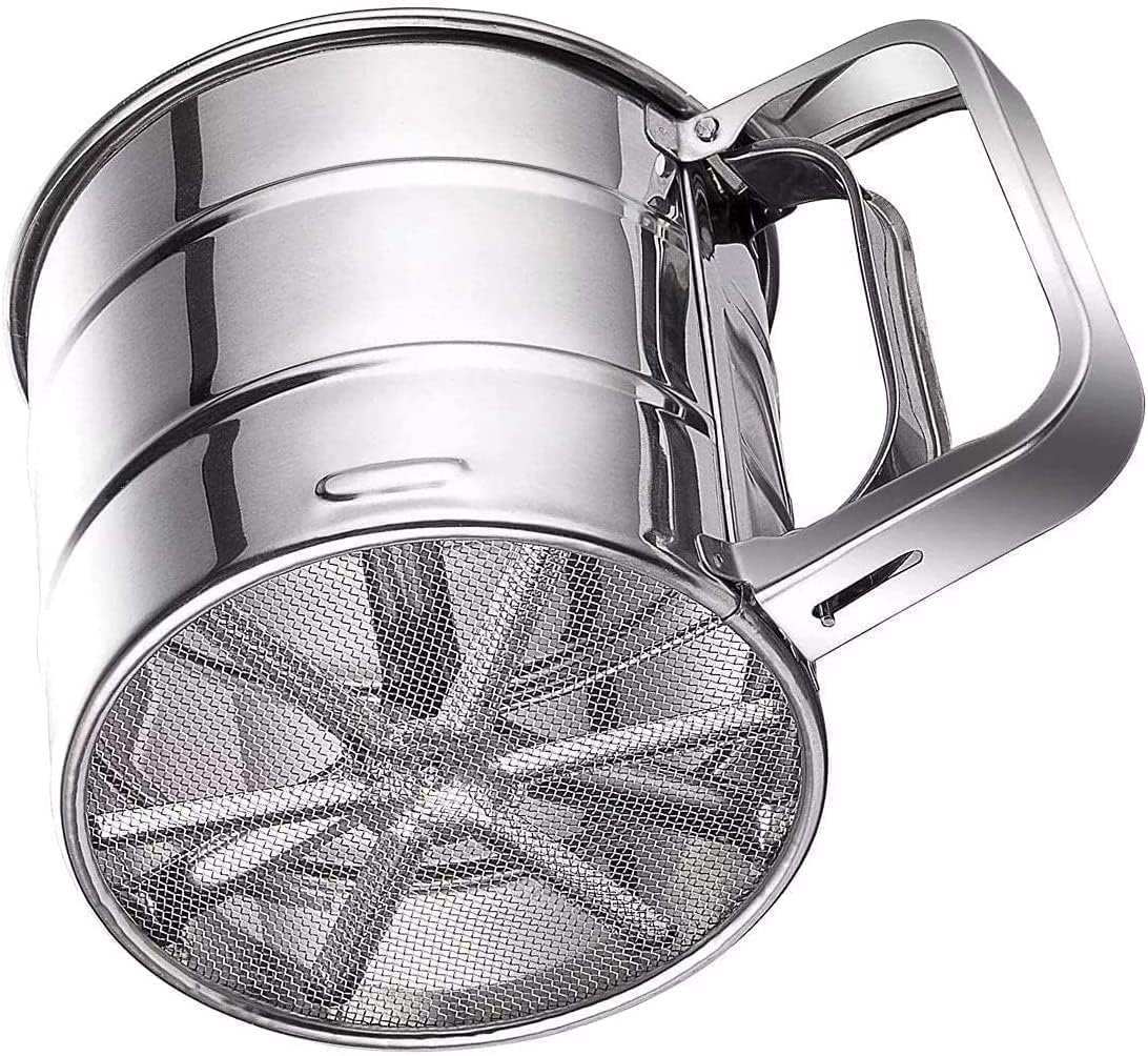 Anubhav Janni Flour Sifter Hand Press Stainless Steel Atta Corrosion Resistant Capacity Sieve Perfect Sugar Flour Coffee Powder Sugar Baking Kitchen Handle Fine Mesh (Pack Of 1 Pcs) Anubhav Janni Flour Sifter Hand Press Stainless Steel Atta Corrosion Resistant Capacity Sieve Perfect Sugar Flour Coffee Powder Sugar Baking Kitchen Handle Fine Mesh (Pack Of 1 Pcs) - Image 1