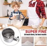 Anubhav Janni Flour Sifter Hand Press Stainless Steel Atta Corrosion Resistant Capacity Sieve Perfect Sugar Flour Coffee Powder Sugar Baking Kitchen Handle Fine Mesh (Pack Of 1 Pcs) - Image 5