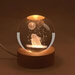 Anubhav Janni Galaxy Ball  Rabbit 3D Crystal with LED Wooden Base Solar System Night Light Lamp Ball Light Powered Watching The Moon Stunning Design Home Office Kids Boys Girls (Pack Of 1 Pcs) - Image 2