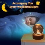Anubhav Janni Galaxy Ball  Rabbit 3D Crystal with LED Wooden Base Solar System Night Light Lamp Ball Light Powered Watching The Moon Stunning Design Home Office Kids Boys Girls (Pack Of 1 Pcs) - Image 4