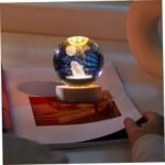 Anubhav Janni Galaxy Ball  Rabbit 3D Crystal with LED Wooden Base Solar System Night Light Lamp Ball Light Powered Watching The Moon Stunning Design Home Office Kids Boys Girls (Pack Of 1 Pcs) - Image 7
