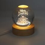 Anubhav Janni Galaxy Ball  Happy Birthday  3D Crystal with LED Wooden Base Solar System Night Light Lamp Powered Watching The Moon Stunning Design Home Office Kids Boys Girls (Pack Of 1 Pcs) - Image 2