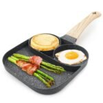 Anubhav Janni 3 In 1 Egg Frying Pan Non Stick Pan Blocks Fry Cooking Wooden Handle Omelette Round Detachable Ceramic Pancakes Omelettes Dosas Cast Iron Omelets Handle Grill Gas (Pack Of 1 Pcs)