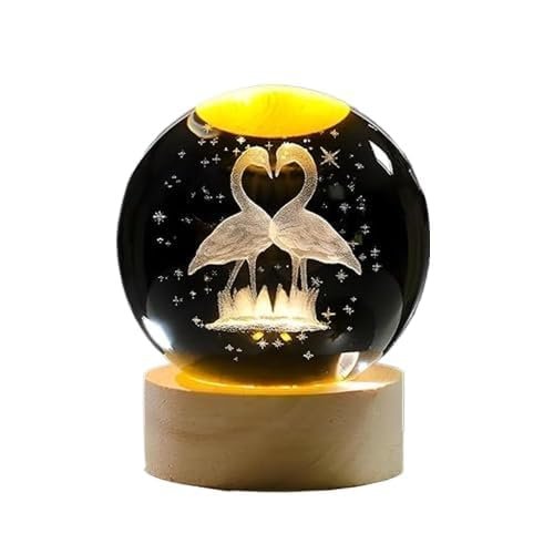 Anubhav Janni Galaxy Ball Flamingo 3D Crystail Baill With LED Wooden Base Solar System Night Light Crysital Biall Lamp Home Decor Table Lamp Bedside For Bedroom Living Room (Pack Of 1 Pcs) Anubhav Janni Galaxy Ball Flamingo 3D Crystail Baill With LED Wooden Base Solar System Night Light Crysital Biall Lamp Home Decor Table Lamp Bedside For Bedroom Living Room (Pack Of 1 Pcs) - Image 1