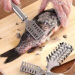 Anubhav Janni Steel Fish Kitchen Scale Scraper Remover Knife Peeler Skin Tools Stainless Sawtooth Cleaning Brush Machine Scaler Scraper Cutting Tool Silver (Set Of 2 Pcs) - Image 3