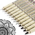 Anubhav Janni Black Fineliner Pen Set Micro Drawing Art Fine Line Waterproof Ink Artist Supplies Archival Inking Markers Liner Sketch Outline Anime Gifts Manga Sketching (Set Of Pcs)