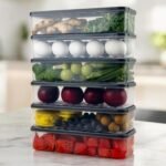 Anubhav Janni New Fish Container Plastic Fridge Storage Boxes Kitchen Essentials With Inbuilt Drain Plate And Lid Stackable Organizer Rack For Fish Meat Vegetables Fruits  (Pack Of 1 Pcs) - Image 2