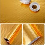 Anubhav Janni Golden 3d Kitchen Stickers Oil Proof Aluminium Foil (60*200cm) Wallpaper Roll Waterproof Vinyl Kitchen Furniture Table Walls Home Office Living Room Bedroom Hote l(Pack Of 1 Pcs) - Image 2