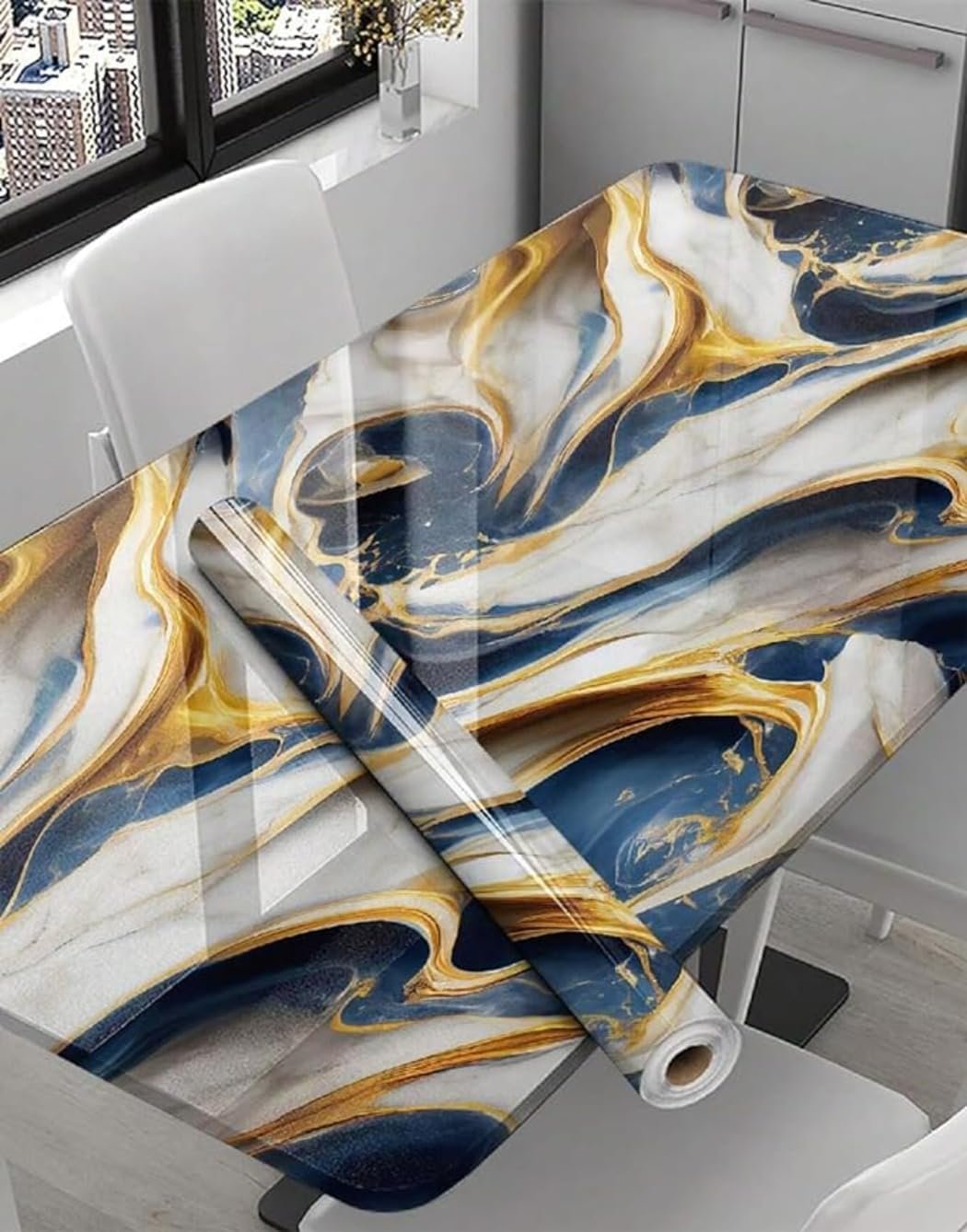 Anubhav Janni Dark Blue Gold Marbel Foil Self Adhesive Wallpaper Roll Waterproof Vinyl Kitchen Furniture Table Walls Home Office Living Room Bedroom Hotel Cafe (Pack Of 1 Pcs) Anubhav Janni Dark Blue Gold Marbel Foil Self Adhesive Wallpaper Roll Waterproof Vinyl Kitchen Furniture Table Walls Home Office Living Room Bedroom Hotel Cafe (Pack Of 1 Pcs) - Image 1
