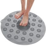 Anubhav Janni Round Bathroom Mat Anti Slip Shower Anti Skid Bath Rubber Foot Cleaner Scrubber Brush Massager Pad Suction Cup Floor Mats Silicone Exfoliate Dead Skin (Pack Of 1 Pcs)