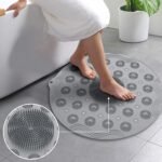 Anubhav Janni Round Bathroom Mat Anti Slip Shower Anti Skid Bath Rubber Foot Cleaner Scrubber Brush Massager Pad Suction Cup Floor Mats Silicone Exfoliate Dead Skin (Pack Of 1 Pcs) - Image 2