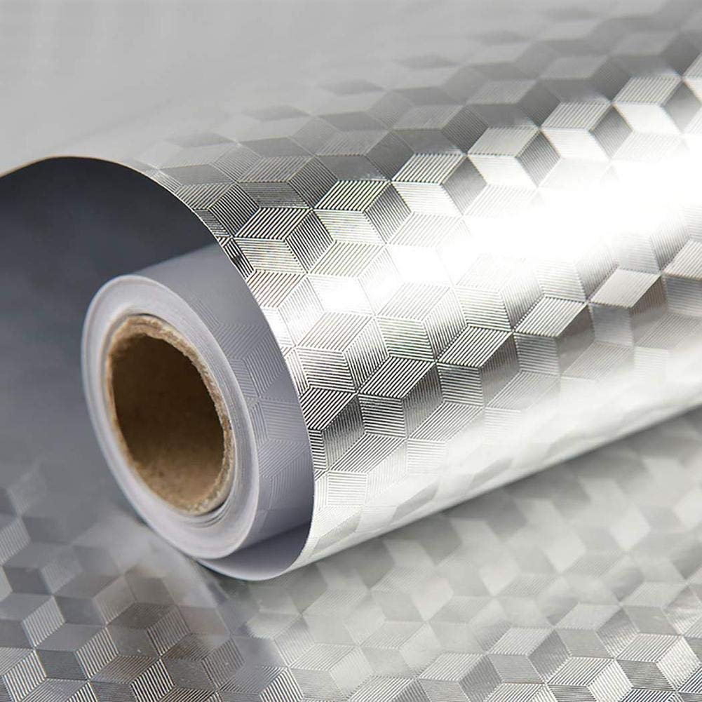 Anubhav Janni Silver 3d Kitchen Stickers Oil Proof Aluminium Foil Wallpaper Roll Waterproof Vinyl Kitchen Furniture Table Walls Home Office Living Room Bedroom Hotel(Pack Of 1 Pcs) Anubhav Janni Silver 3d Kitchen Stickers Oil Proof Aluminium Foil Wallpaper Roll Waterproof Vinyl Kitchen Furniture Table Walls Home Office Living Room Bedroom Hotel(Pack Of 1 Pcs) - Image 1