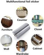 Anubhav Janni Silver 3d Kitchen Stickers Oil Proof Aluminium Foil Wallpaper Roll Waterproof Vinyl Kitchen Furniture Table Walls Home Office Living Room Bedroom Hotel(Pack Of 1 Pcs) - Image 8