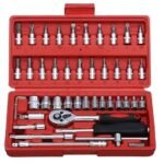 Anubhav Janni Tool Kit Household Drive Socket Screwdriver Wrench Set For Bike Car Repairs More Spanner All Size Goti Pana Perfect DIY Enthusiasts Home Office Car Laptop (Pack Of 1 Pcs, 46 Pcs)